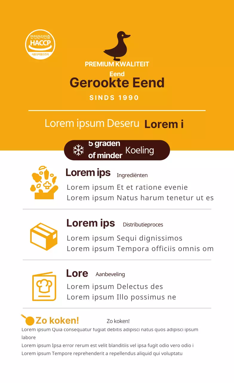 Geel logo label met beschrijving van voedselrecepten