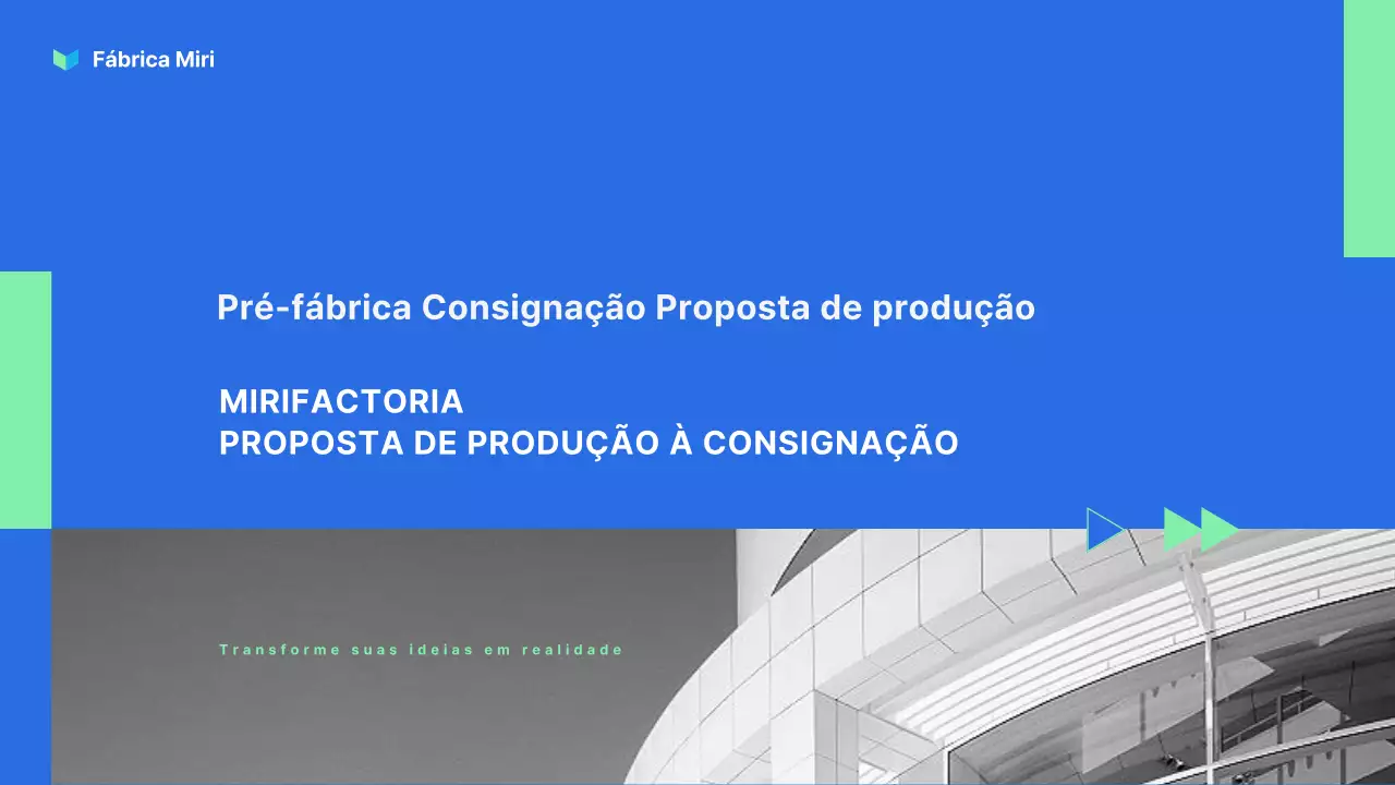 Apresentação de proposta de serviços de produção subcontratados de cor azul menta