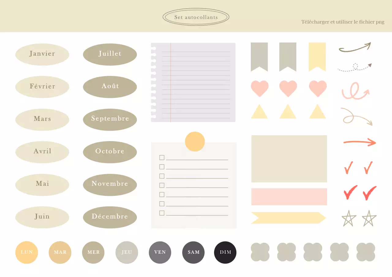 Un ensemble simple d'autocollants pour le web dans les tons bruns