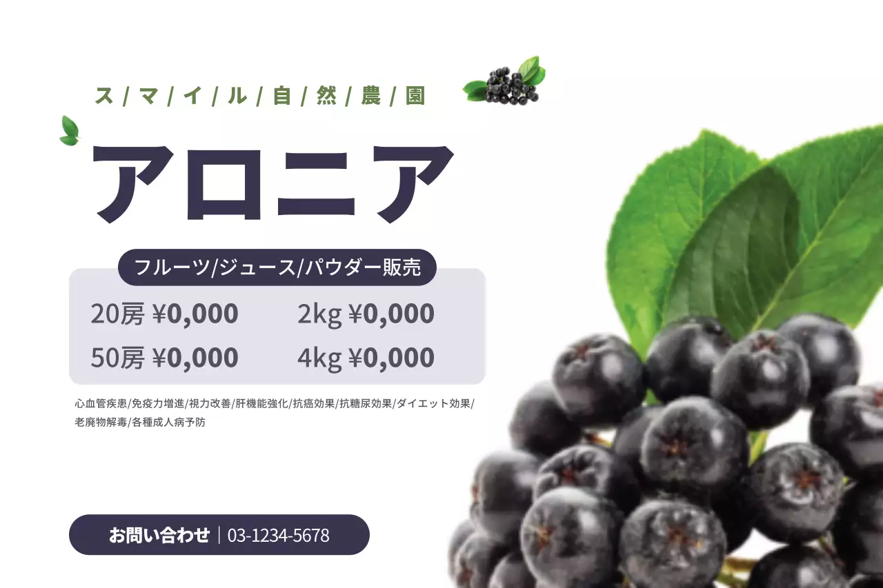 白黒 シンプル 果物 チラシ ポスター