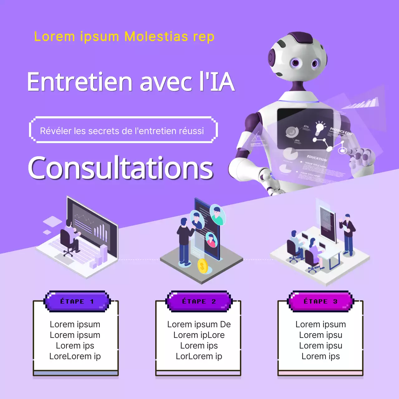 Conseils professionnels en matière d'entretiens d'IA en violet