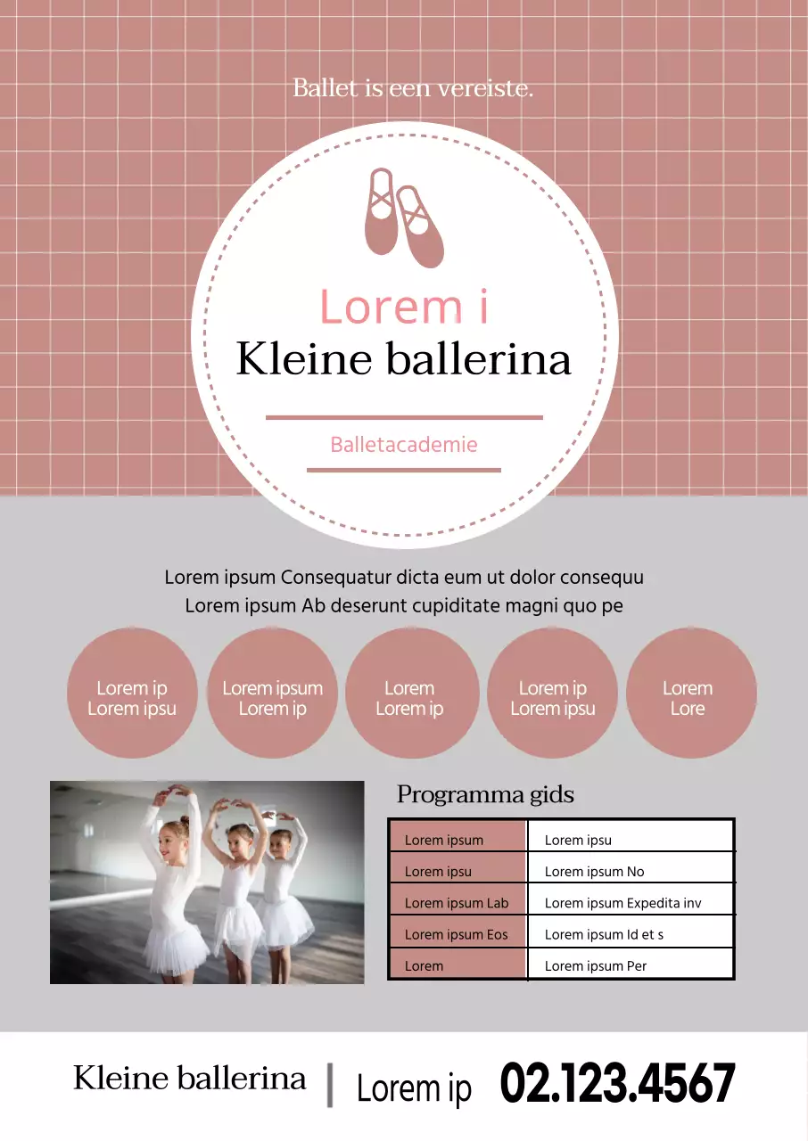 Roze illustratie foto Nette balletschool promotie