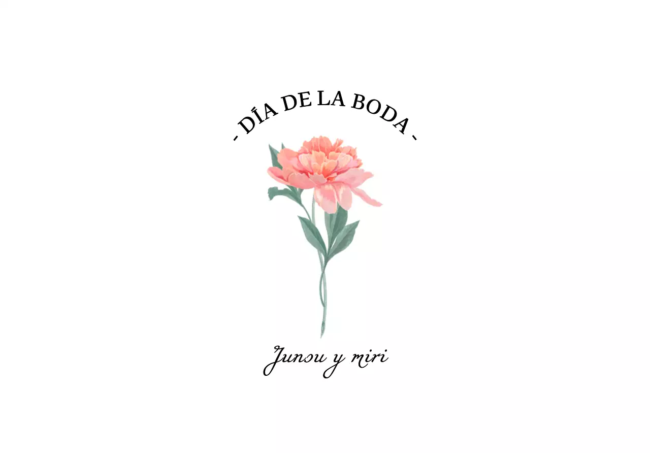 Un sencillo sobre de tarjeta postal de boda con pintorescas ilustraciones florales y texto relacionado con la boda.