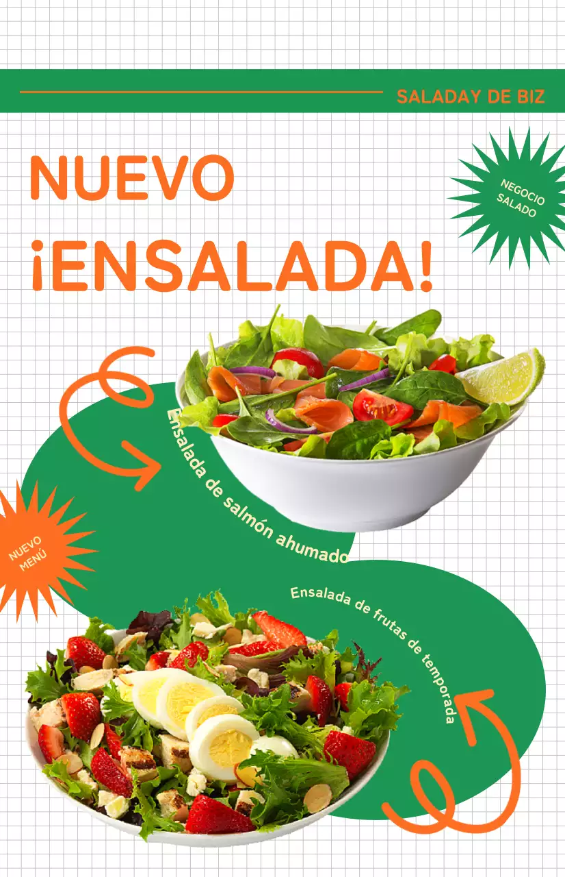 Promocione el menú de una cafetería de ensaladas con una bandera