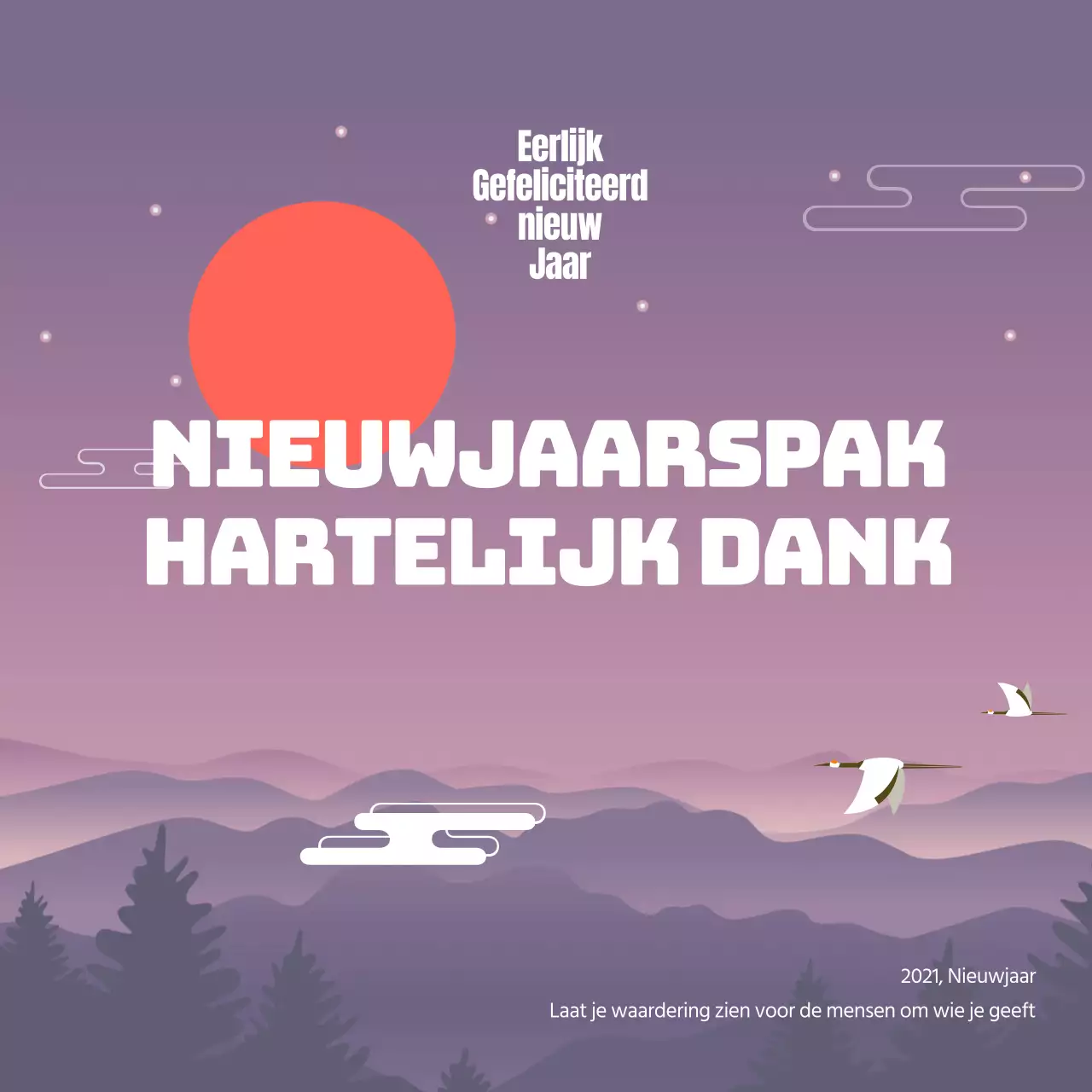 Een gids voor het nieuwe jaar 2021 in paars en wit