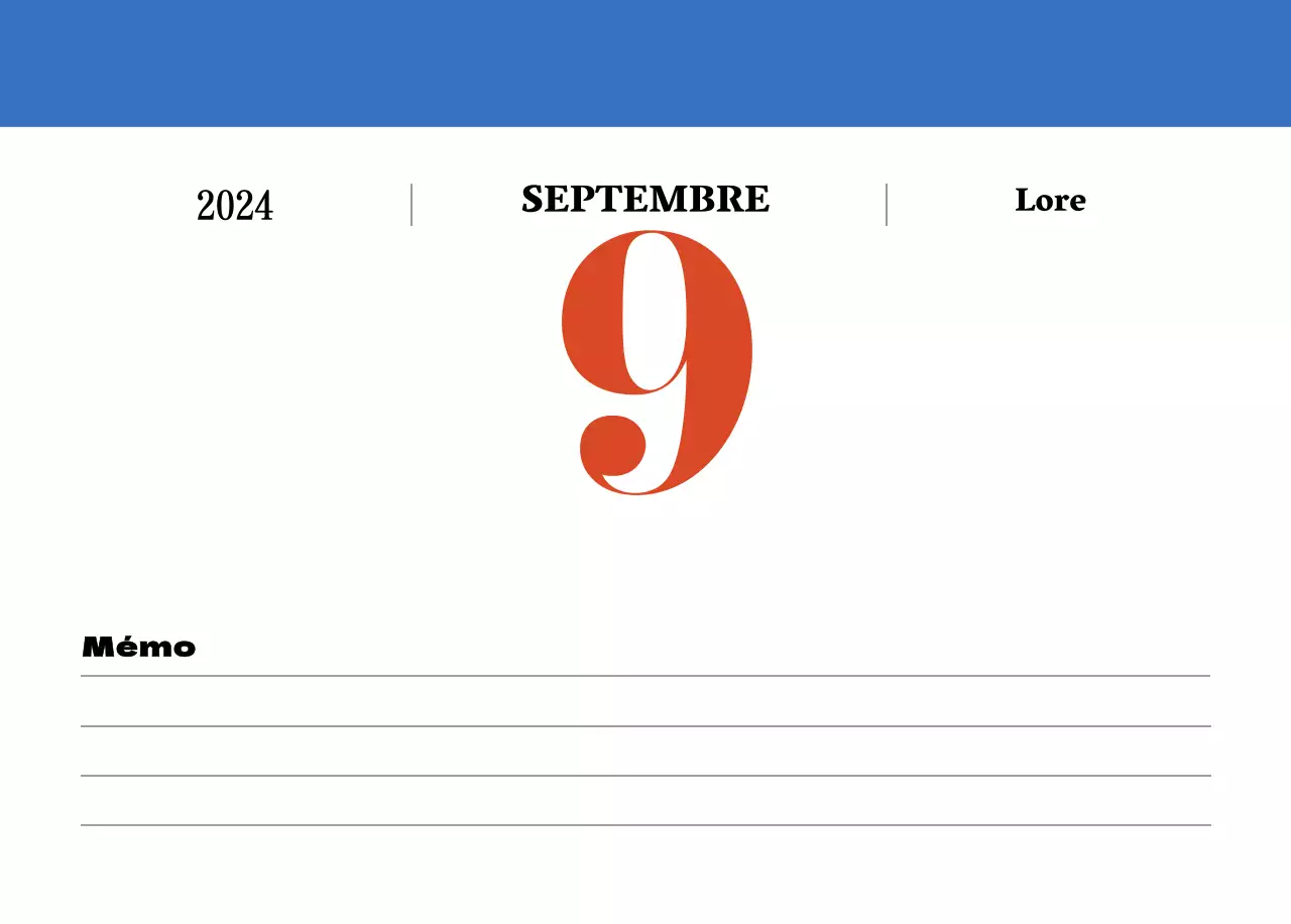 Calendrier rétro conceptuel de la nostalgie en rouge et bleu