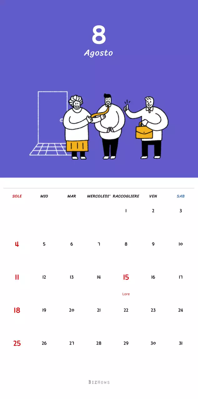 Calendario di Capodanno con simpatiche illustrazioni