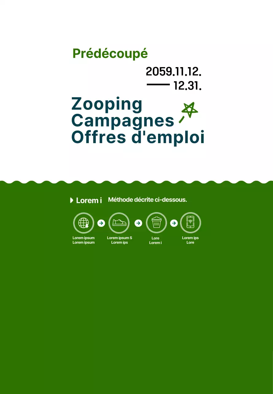 Une campagne simple et mignonne dans le style illustration en bleu marine et vert.