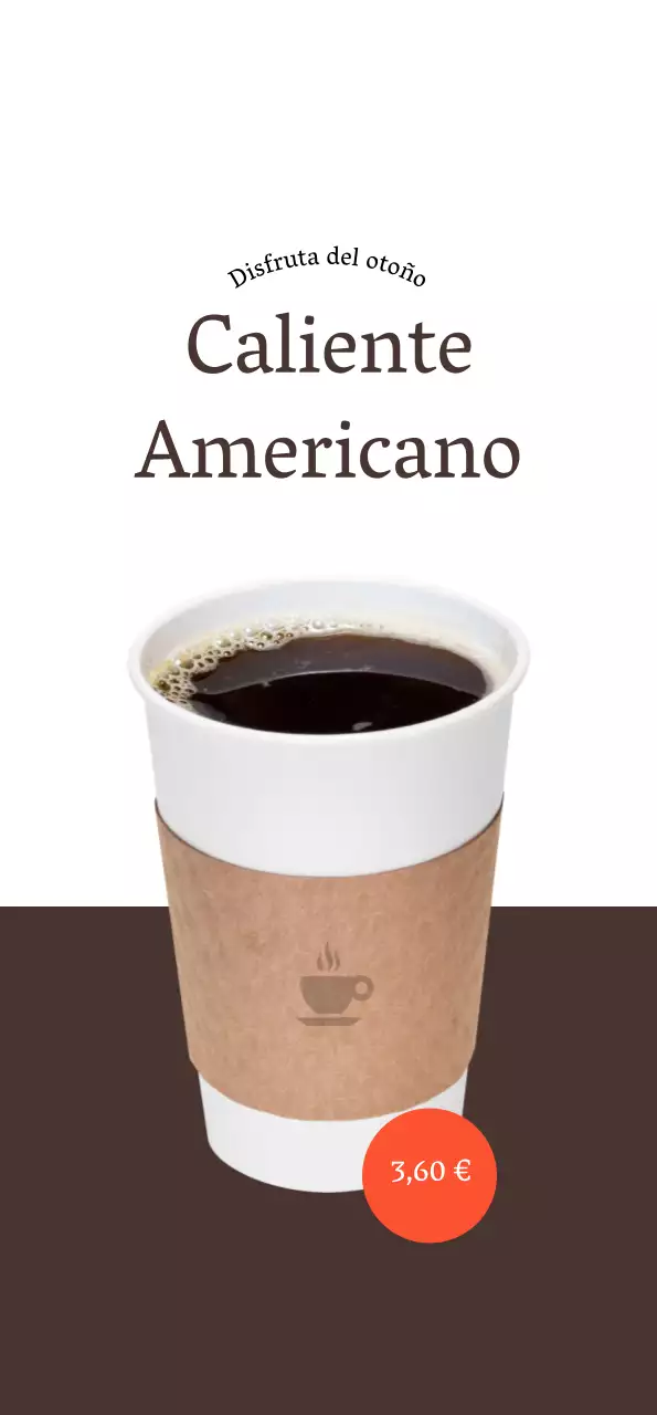 Promocione su café en blanco, contraste marrón