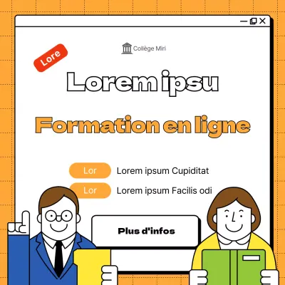 Formation en ligne pour les futurs parents de collégiens sur fond de fenêtre internet orange