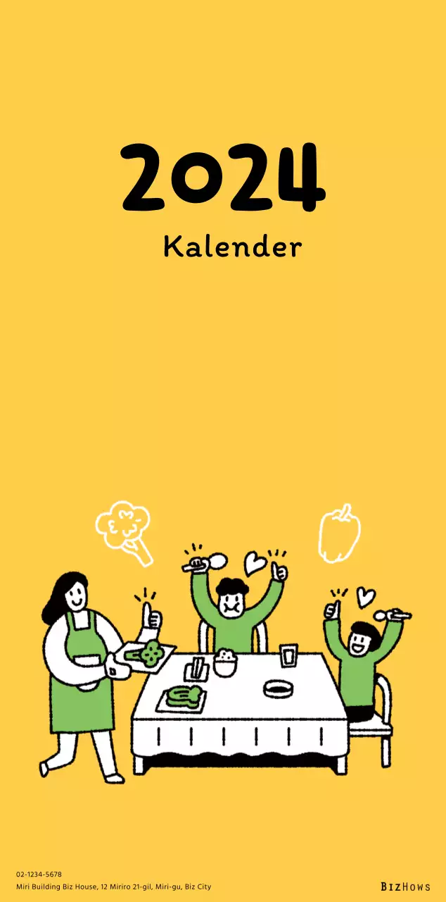 Nieuwjaarskalender met schattige illustraties