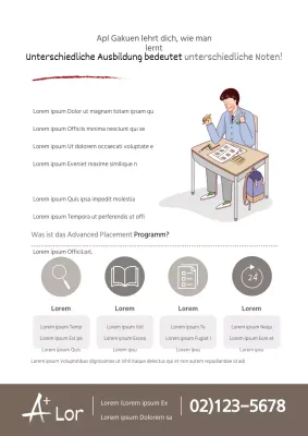 Flyer für einen speziellen Kurs an einer Akademie mit Schülerillustrationen