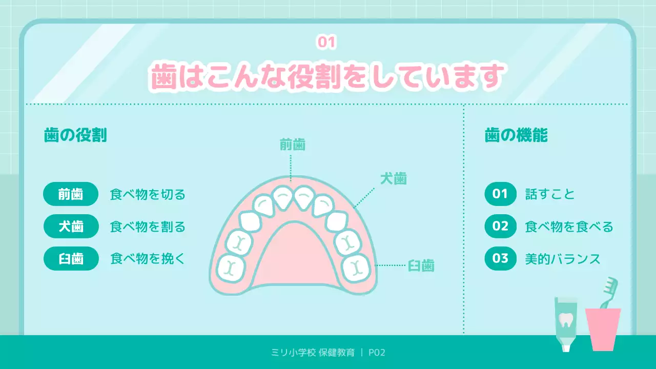水色 かわいい 健康 資料 プレゼンテーション