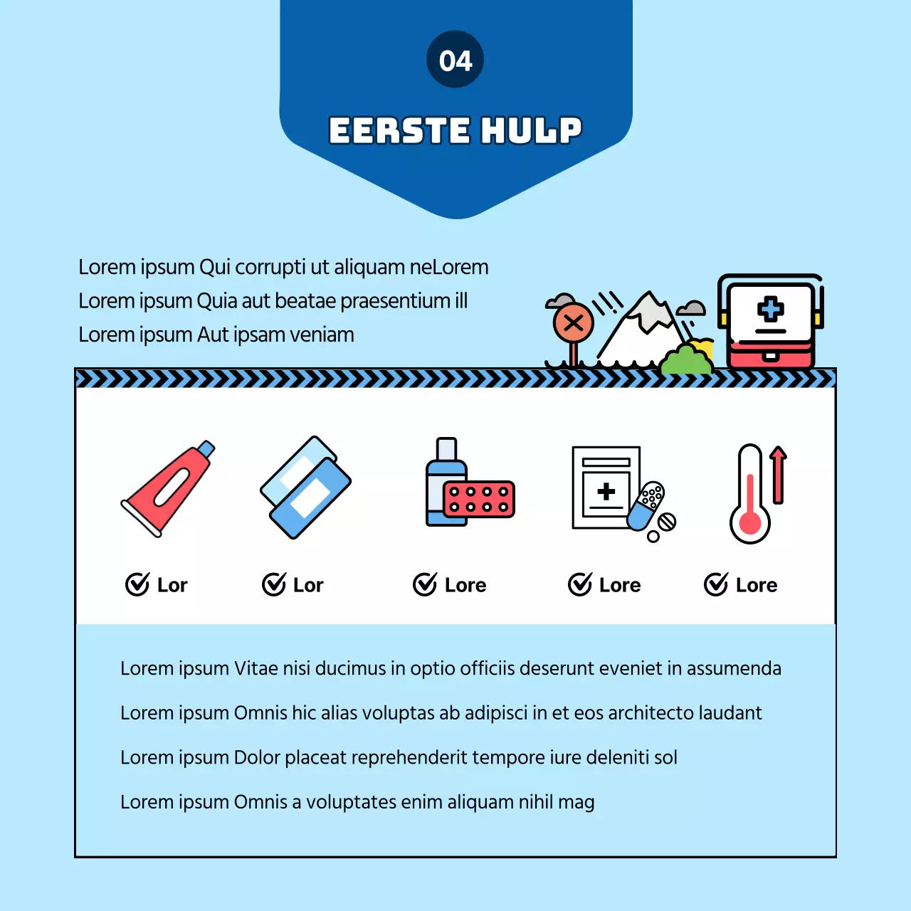 Illustraties in geel markeren De overlevingstas van mijn gezin maken