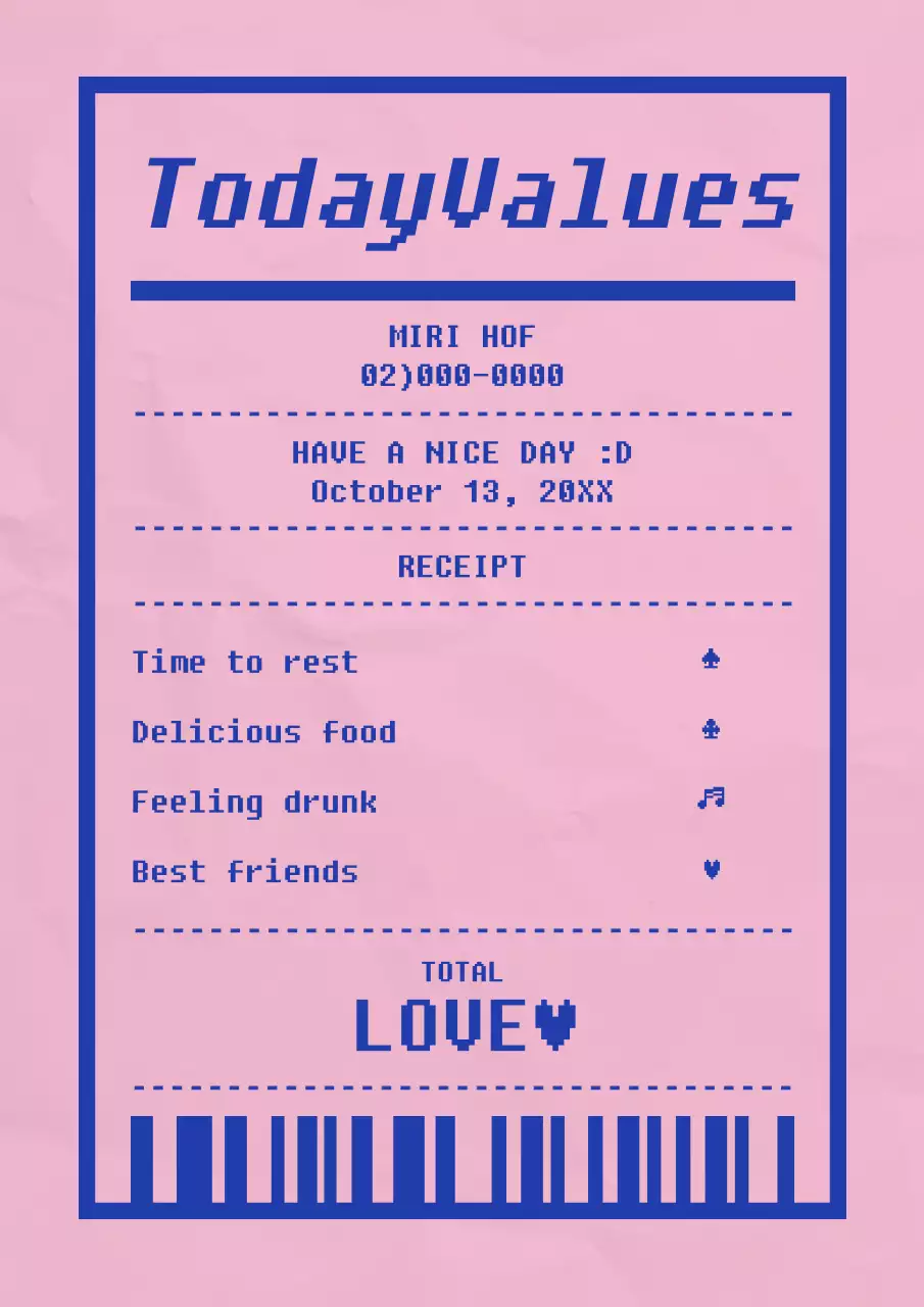 ピンク ポップ レシート ポスター