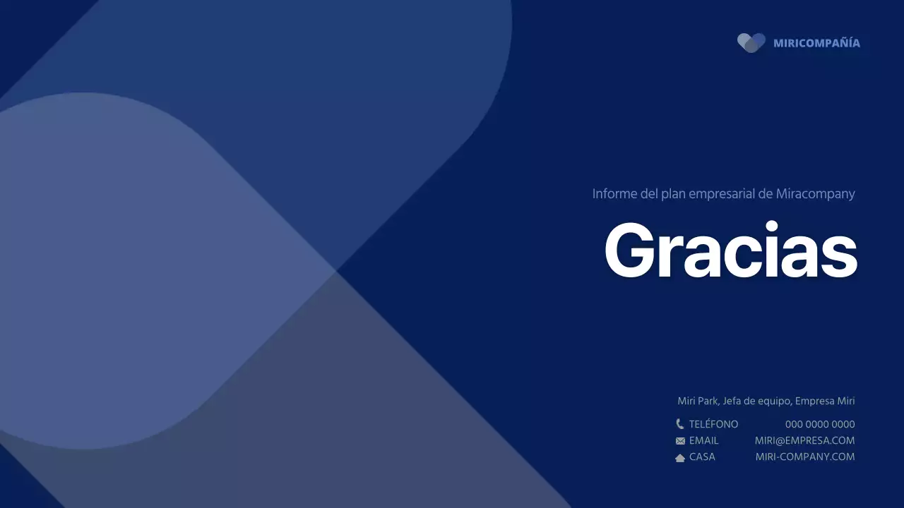 Informe sobre el plan de negocio de una empresa sencilla de color azul marino