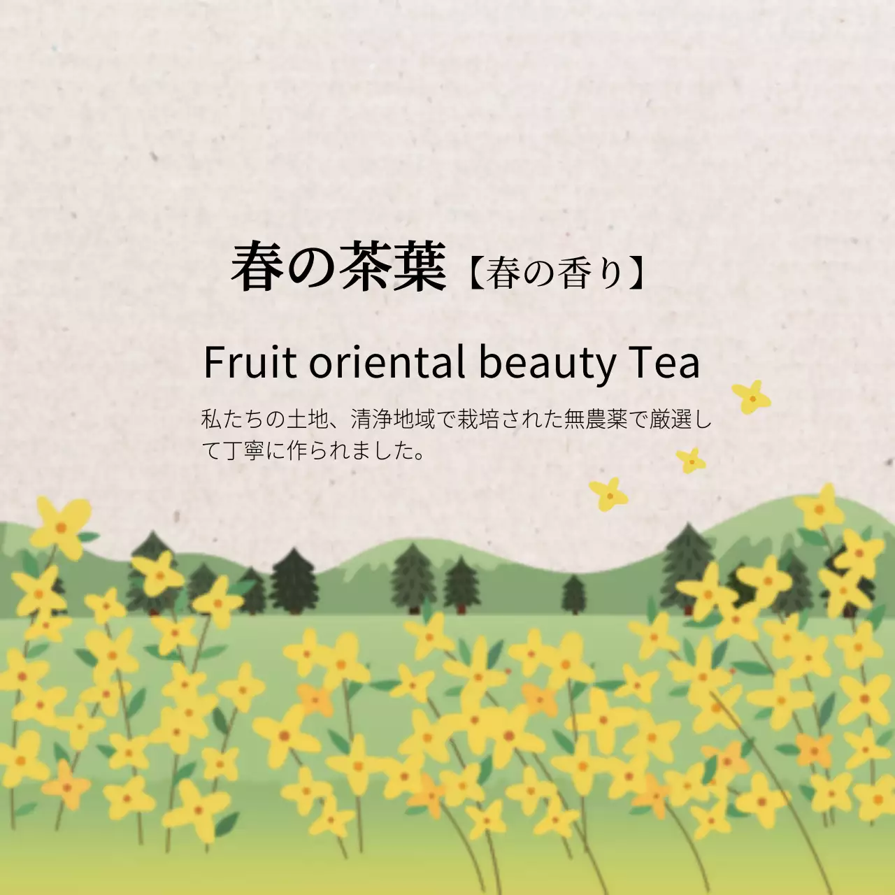 黄色 シンプル 茶葉 ラベル ファンシーバナー