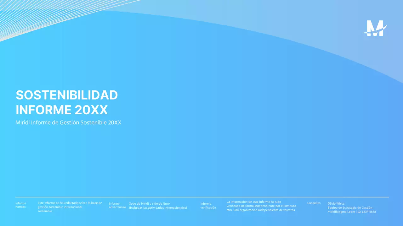 Presentación ppt del informe corporativo de sostenibilidad ESG en azul claro
