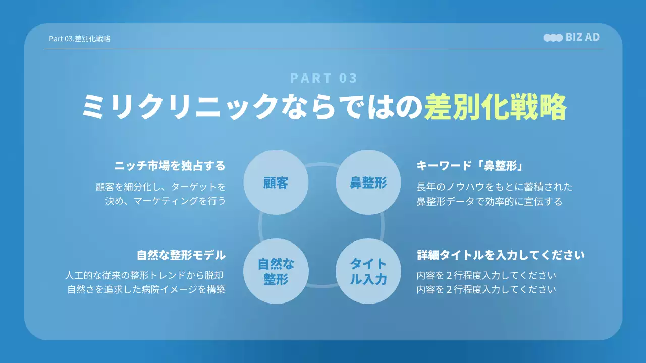 青 モダン クリニック 提案書 プレゼンテーション