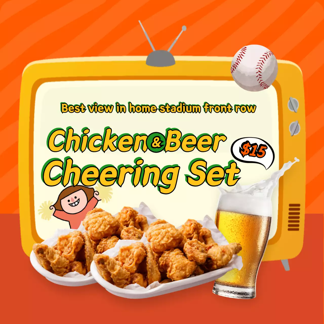 Orange Retro Food Promotion Social Media Post