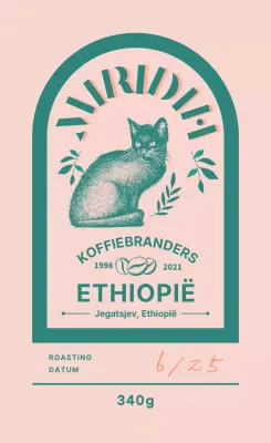Gids voor koffiemerken en -bonen met een groen en roze typografisch ontwerp