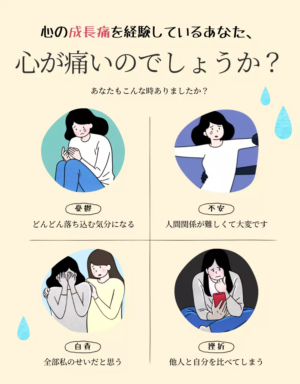 ベージュ シンプル 心理ケア パンフレット 詳細ページ