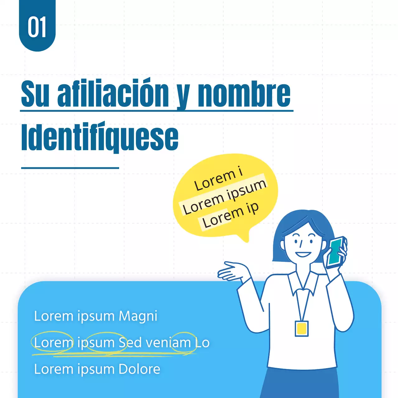 Tarjeta de etiqueta para el teléfono de la oficina en celeste y amarilloNoticias