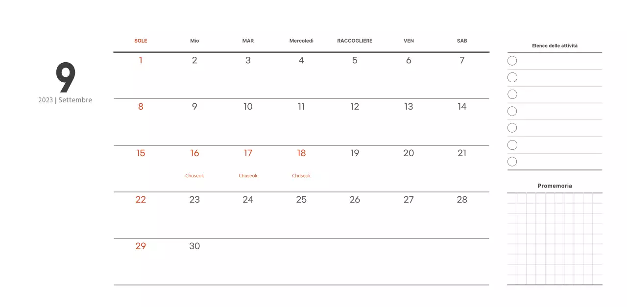 Calendario del caffè semplice e moderno