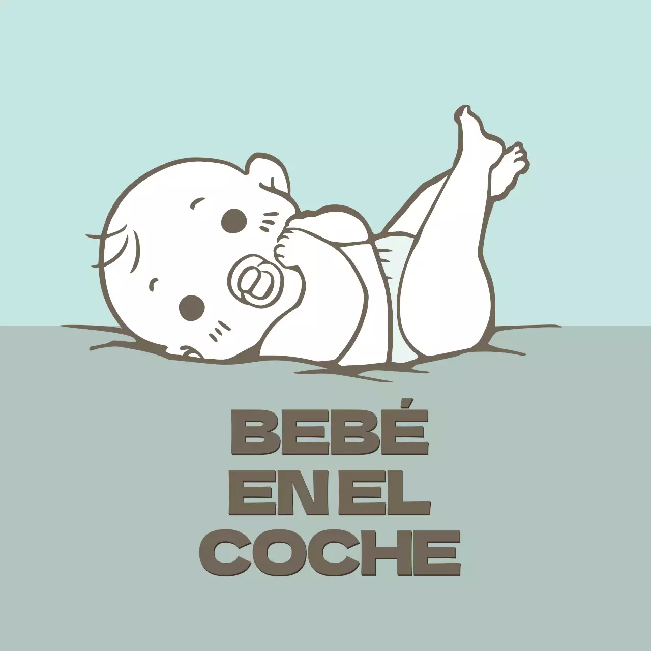 Menta ilustración de bebé con un niño a bordo