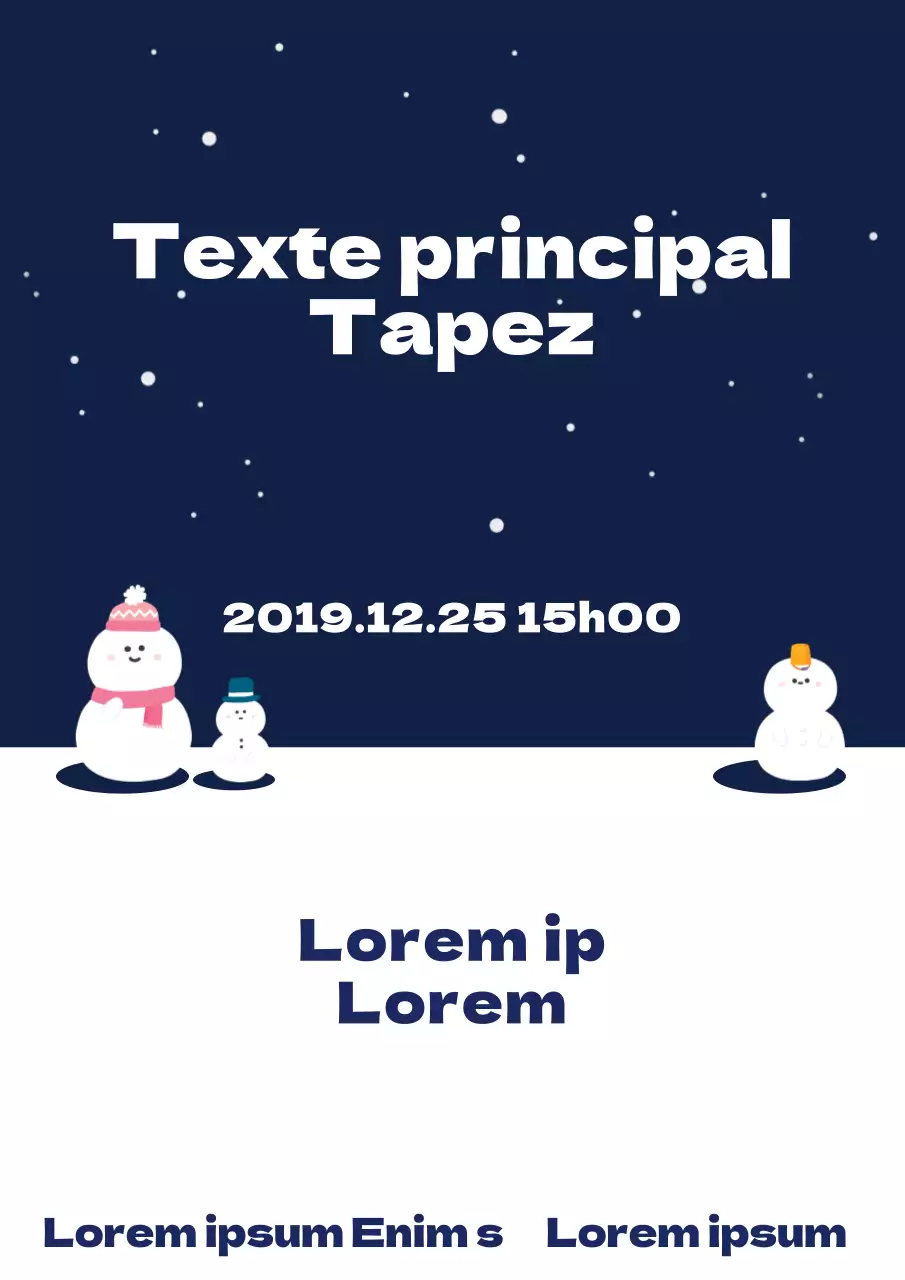 Promouvoir les événements hivernaux avec d'adorables bonhommes de neige en bleu marine