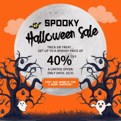 Orange Spooky Halloween Sale Promotion Social Media Post