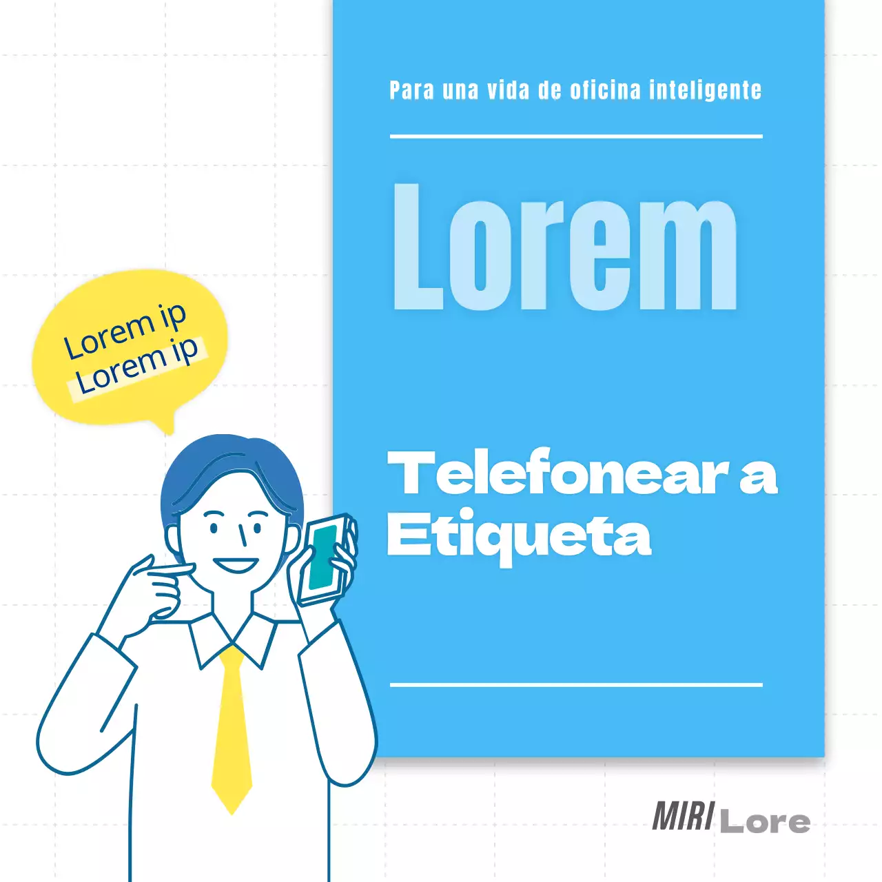 Tarjeta de etiqueta para el teléfono de la oficina en celeste y amarilloNoticias