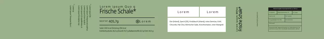 Grüne, saubere Etiketten für Salatverpackungen