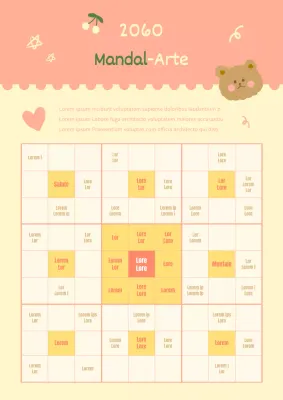 Simpatici mandala concettuali illustrati in rosa e giallo