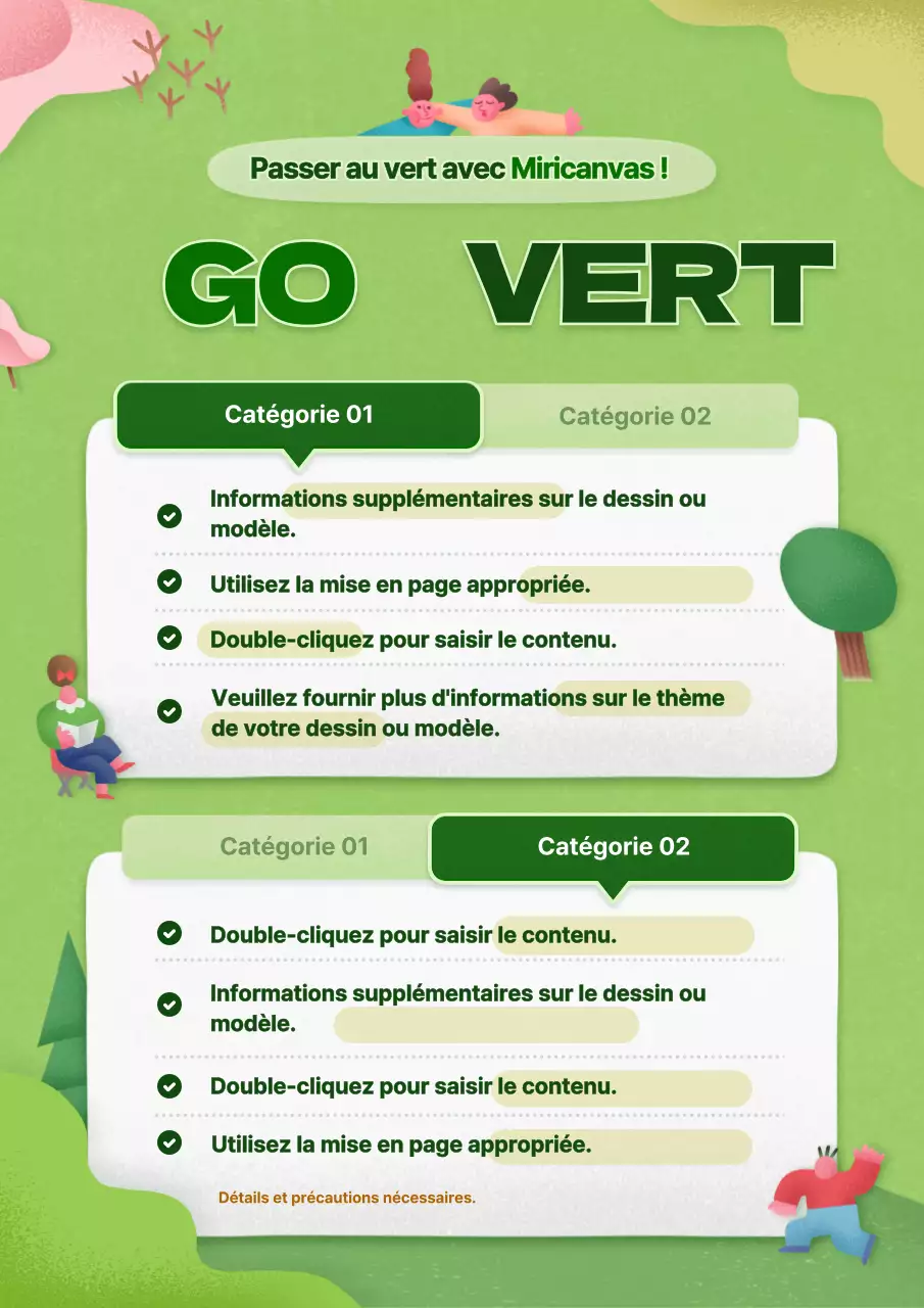 Panneaux environnementaux illustrés verts et mignons