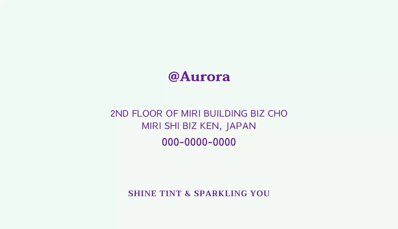 グラデーションの背景に星が入った英語のロゴが入った名刺。