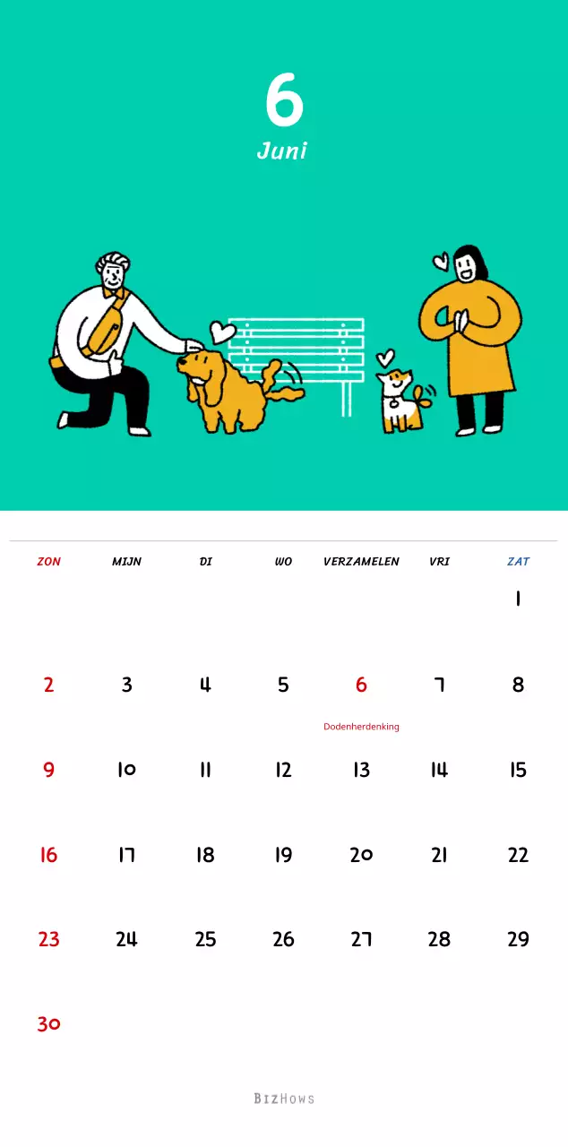 Nieuwjaarskalender met schattige illustraties