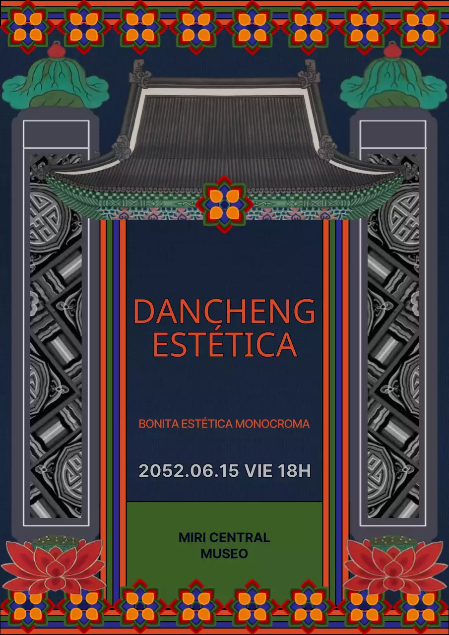 Guía para la exhibición del tradicional estampado tancheng azul marino y rojo