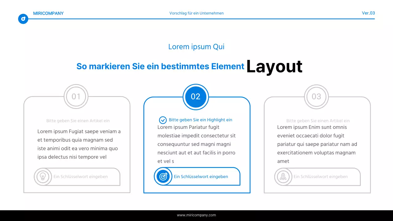 Einfacher Bericht mit blauer und weißer Texthervorhebung
