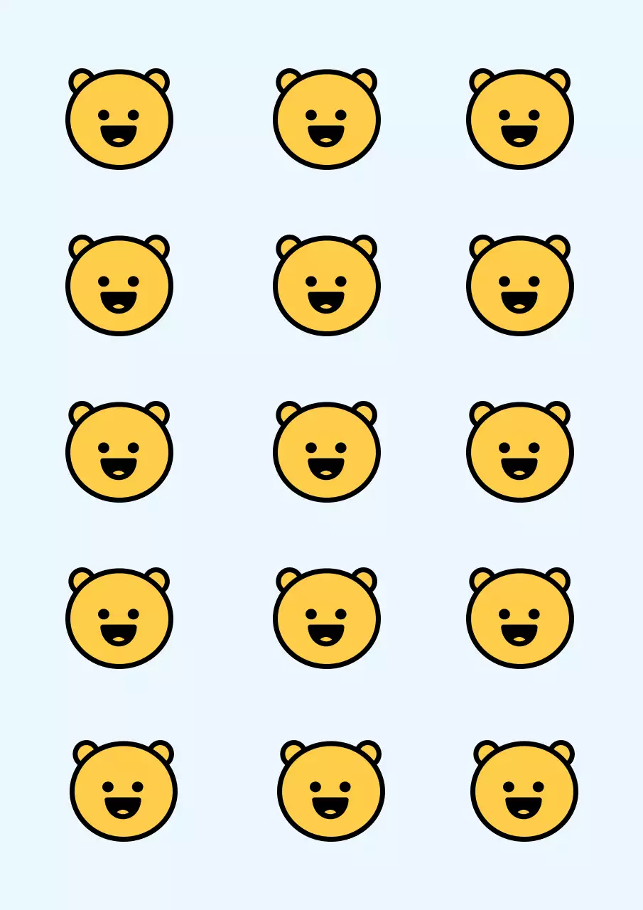 ラインイラストのかわいいクマのステッカー