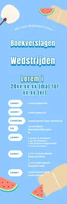 Wedstrijdaankondigingen met een blauwe achtergrond