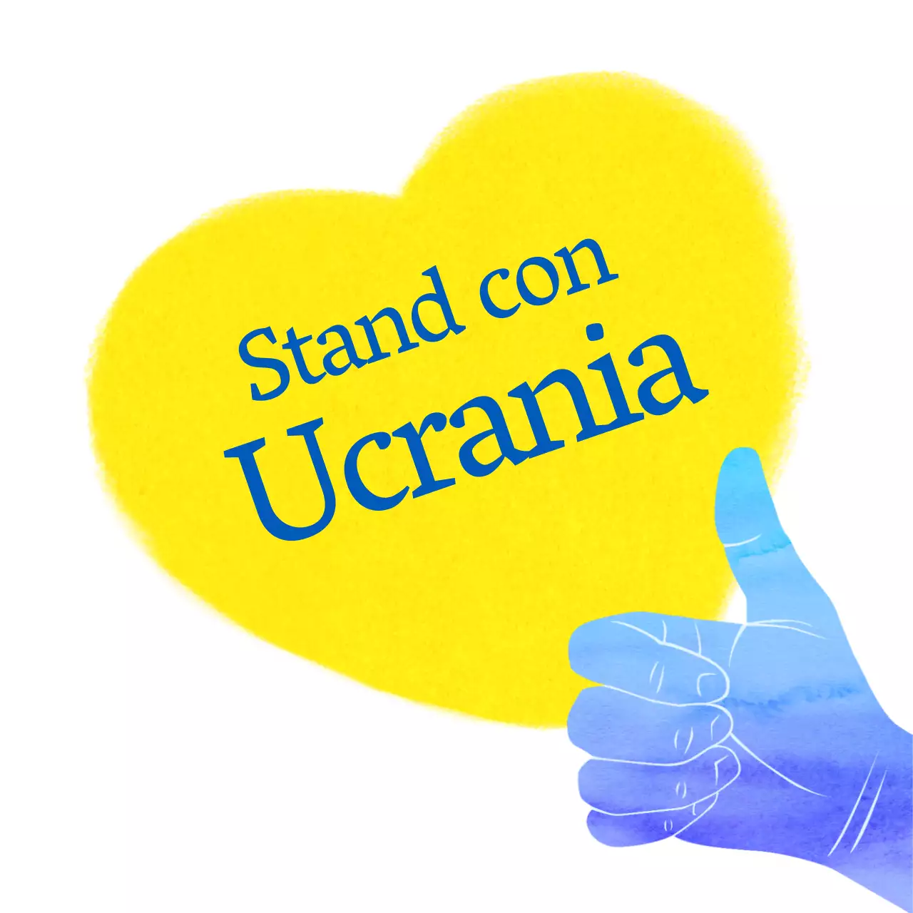 Simples corazones azules y amarillos se dan la mano