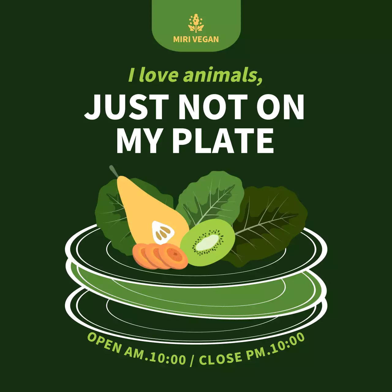 緑 オシャレ ベジタリアン メニュー SNS投稿 正方形