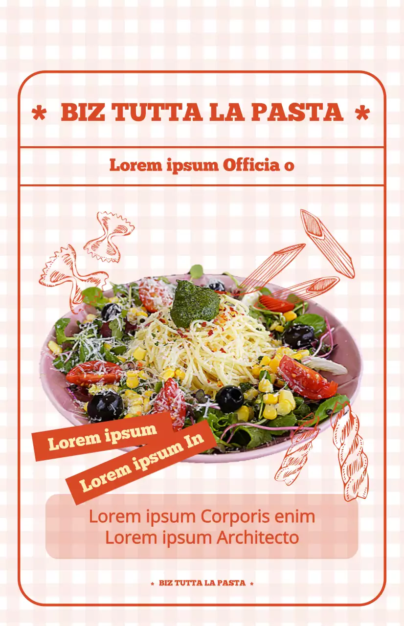 Bandiera di promozione del menu del modulo con simpatico sfondo a scacchi rossi