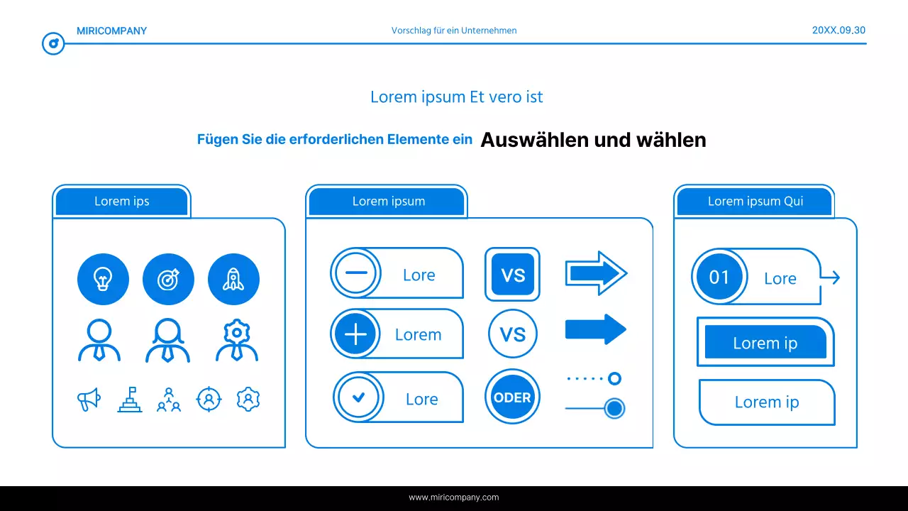 Einfacher Bericht mit blauer und weißer Texthervorhebung