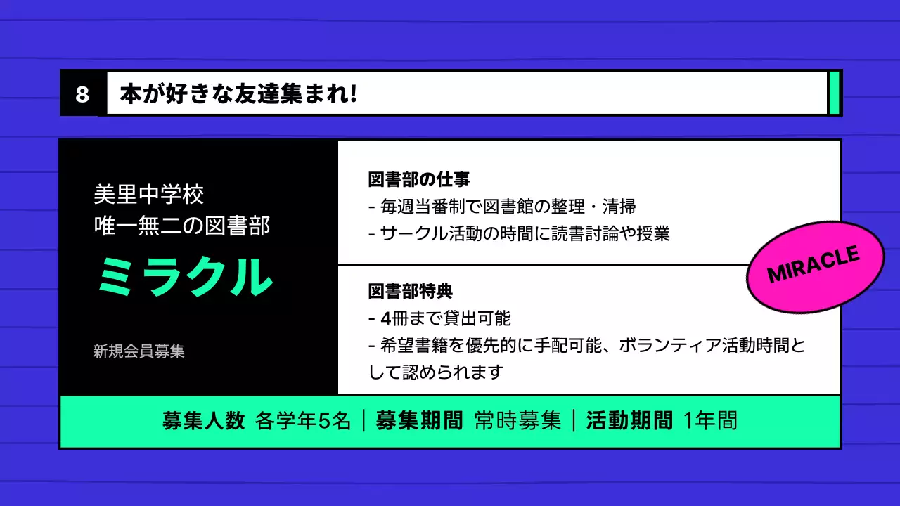 青 シンプル 図書館 ガイド プレゼンテーション