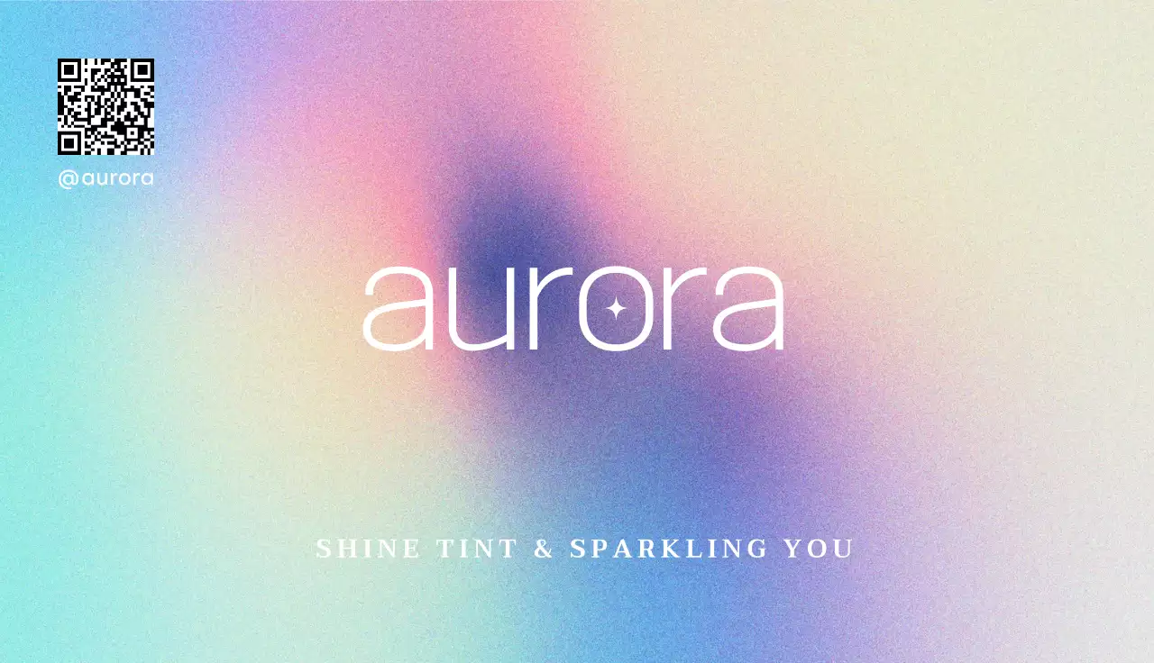 グラデーションの背景に星が入った英語のロゴが入った名刺。