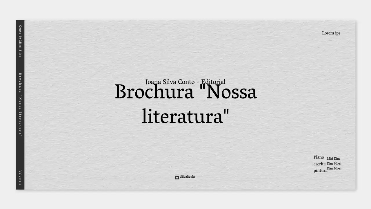 Um prospeto literário simples em cinzento e preto