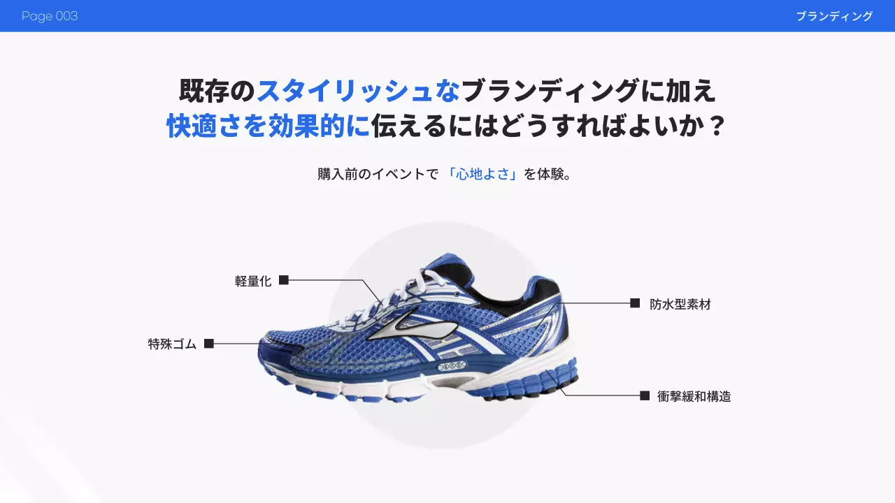 青 モダン スニーカー 企画書 プレゼンテーション