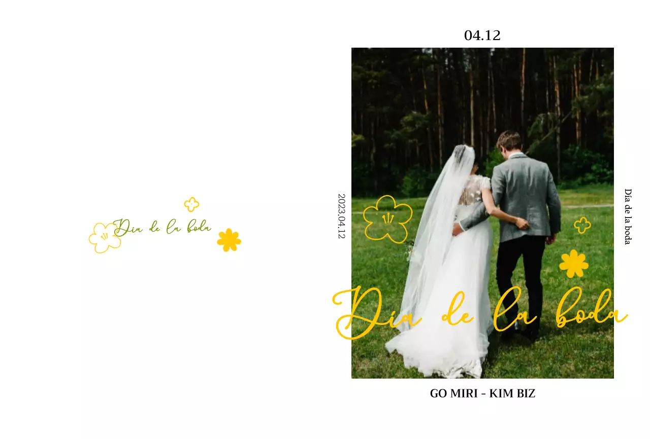 Ilustración floral primaveral concepto invitación de boda en chartreuse y amarillo